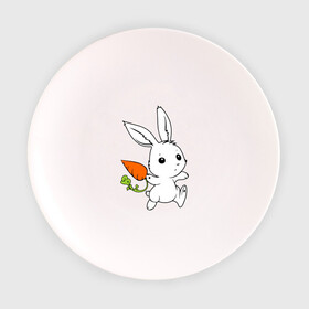Тарелка с принтом Зайка с морковкой в Курске, фарфор | диаметр - 210 мм
диаметр для нанесения принта - 120 мм | Тематика изображения на принте: белый | зайка | заяц | кролик | милый | морковь