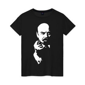Женская футболка хлопок с принтом Ленин в Курске, 100% хлопок | прямой крой, круглый вырез горловины, длина до линии бедер, слегка спущенное плечо | большевик | дуля | ильич | коммунизм | ленин | ретро | ссср | фига | шиш