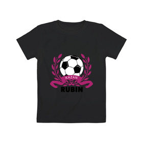Детская футболка хлопок с принтом ФК Рубин в Курске, 100% хлопок | круглый вырез горловины, полуприлегающий силуэт, длина до линии бедер | rubin | венок | казань | мяч | рубин | спорт | фк | футбол | футбольный клуб