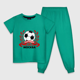 Детская пижама хлопок с принтом Торпедо в Курске, 100% хлопок |  брюки и футболка прямого кроя, без карманов, на брюках мягкая резинка на поясе и по низу штанин
 | венок | москва | мяч | спорт | торпедо | фк | футбол | футбольный клуб