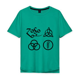 Мужская футболка хлопок Oversize с принтом Led Zeppelin simbols в Курске, 100% хлопок | свободный крой, круглый ворот, “спинка” длиннее передней части | Тематика изображения на принте: led zeppelin