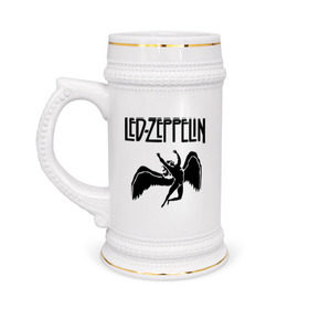 Кружка пивная с принтом Led Zeppelin в Курске,  керамика (Материал выдерживает высокую температуру, стоит избегать резкого перепада температур) |  объем 630 мл | led zeppelin