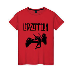 Женская футболка хлопок с принтом Led Zeppelin в Курске, 100% хлопок | прямой крой, круглый вырез горловины, длина до линии бедер, слегка спущенное плечо | led zeppelin