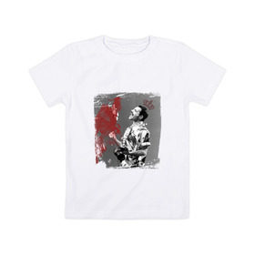 Детская футболка хлопок с принтом Фредди в Курске, 100% хлопок | круглый вырез горловины, полуприлегающий силуэт, длина до линии бедер | Тематика изображения на принте: queen | меломанам | музыка | рок | фрэдди меркьюри