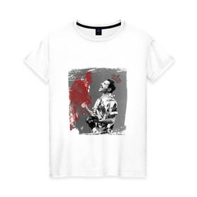 Женская футболка хлопок с принтом Фредди в Курске, 100% хлопок | прямой крой, круглый вырез горловины, длина до линии бедер, слегка спущенное плечо | queen | меломанам | музыка | рок | фрэдди меркьюри