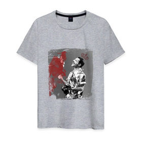 Мужская футболка хлопок с принтом Фредди в Курске, 100% хлопок | прямой крой, круглый вырез горловины, длина до линии бедер, слегка спущенное плечо. | queen | меломанам | музыка | рок | фрэдди меркьюри