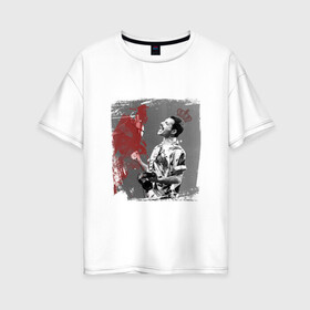 Женская футболка хлопок Oversize с принтом Фредди в Курске, 100% хлопок | свободный крой, круглый ворот, спущенный рукав, длина до линии бедер
 | queen | меломанам | музыка | рок | фрэдди меркьюри