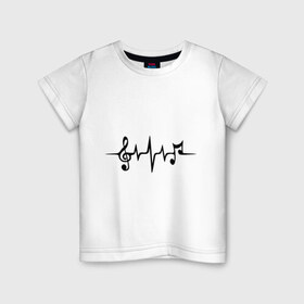 Детская футболка хлопок с принтом heartbeatmusic в Курске, 100% хлопок | круглый вырез горловины, полуприлегающий силуэт, длина до линии бедер | Тематика изображения на принте: music | музыка | нота