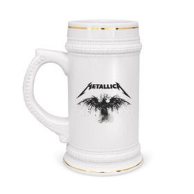 Кружка пивная с принтом Metallica в Курске,  керамика (Материал выдерживает высокую температуру, стоит избегать резкого перепада температур) |  объем 630 мл | metallica | музыка | рок