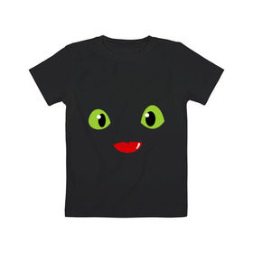 Детская футболка хлопок с принтом Toothless Dragon в Курске, 100% хлопок | круглый вырез горловины, полуприлегающий силуэт, длина до линии бедер | dragon | toothless | train | беззубик | дракон | как приручить дракона