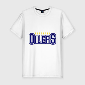 Мужская футболка премиум с принтом HC Edmonton Oilers Sign в Курске, 92% хлопок, 8% лайкра | приталенный силуэт, круглый вырез ворота, длина до линии бедра, короткий рукав | club | edmonton | hc | hockey | oilers | хоккей