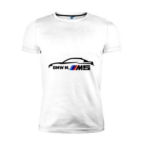 Мужская футболка премиум с принтом BMW M5 в Курске, 92% хлопок, 8% лайкра | приталенный силуэт, круглый вырез ворота, длина до линии бедра, короткий рукав | Тематика изображения на принте: bmw | m5 | автомобиль | бмв | м5