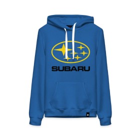 Женская толстовка хлопок с принтом Subaru Logo в Курске, френч-терри, мягкий теплый начес внутри (100% хлопок) | карман-кенгуру, эластичные манжеты и нижняя кромка, капюшон с подкладом и шнурком | logo | subaru | автомобиль | логотип | марка | субару