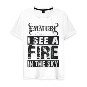 Мужская футболка хлопок с принтом Emmure Deathcore в Курске, 100% хлопок | прямой крой, круглый вырез горловины, длина до линии бедер, слегка спущенное плечо. | deathcore | emmure | fire | i | in | see | sky | the