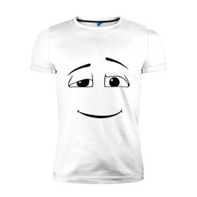 Мужская футболка премиум с принтом Наивное лицо в Курске, 92% хлопок, 8% лайкра | приталенный силуэт, круглый вырез ворота, длина до линии бедра, короткий рукав | лицо | милый | наивный | рожица | смайл