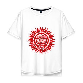Мужская футболка хлопок Oversize с принтом Солнце древний символ в Курске, 100% хлопок | свободный крой, круглый ворот, “спинка” длиннее передней части | древний | лицо | символ | солнце