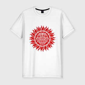 Мужская футболка премиум с принтом Солнце древний символ в Курске, 92% хлопок, 8% лайкра | приталенный силуэт, круглый вырез ворота, длина до линии бедра, короткий рукав | древний | лицо | символ | солнце