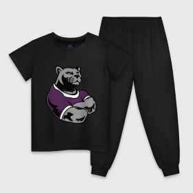 Детская пижама хлопок с принтом Сильная пантера в Курске, 100% хлопок |  брюки и футболка прямого кроя, без карманов, на брюках мягкая резинка на поясе и по низу штанин
 | качок | мощь | пантера | сила