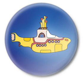 Значок с принтом Yellow Submarine в Курске,  металл | круглая форма, металлическая застежка в виде булавки | 