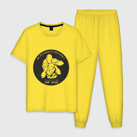 Мужская пижама хлопок с принтом Грэпплинг в Курске, 100% хлопок | брюки и футболка прямого кроя, без карманов, на брюках мягкая резинка на поясе и по низу штанин
 | club | fight | team | top | грэпплинг | федерация