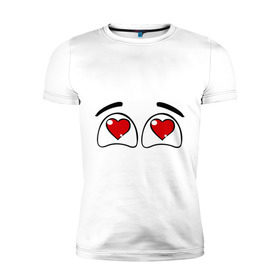 Мужская футболка премиум с принтом Влюбленные глаза в Курске, 92% хлопок, 8% лайкра | приталенный силуэт, круглый вырез ворота, длина до линии бедра, короткий рукав | влюбленность | глаза | любовь | сердце