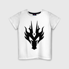 Детская футболка хлопок с принтом Маска дракона в Курске, 100% хлопок | круглый вырез горловины, полуприлегающий силуэт, длина до линии бедер | голова | дракон | маска | схематичный | тату