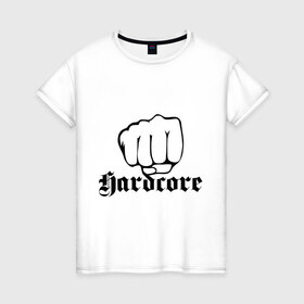 Женская футболка хлопок с принтом Hardcore punch в Курске, 100% хлопок | прямой крой, круглый вырез горловины, длина до линии бедер, слегка спущенное плечо | 