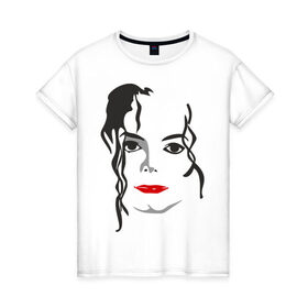 Женская футболка хлопок с принтом Michael Jackson в Курске, 100% хлопок | прямой крой, круглый вырез горловины, длина до линии бедер, слегка спущенное плечо | 