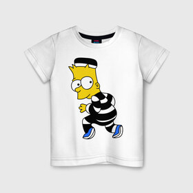 Детская футболка хлопок с принтом Барт Симпсон в Курске, 100% хлопок | круглый вырез горловины, полуприлегающий силуэт, длина до линии бедер | барт | заключенный | симпсон
