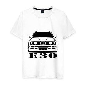 Мужская футболка хлопок с принтом e30 в Курске, 100% хлопок | прямой крой, круглый вырез горловины, длина до линии бедер, слегка спущенное плечо. | bmw | e30 | автомобиль | бмв | е30 | машина