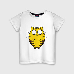 Детская футболка хлопок с принтом Пузатый котенок в Курске, 100% хлопок | круглый вырез горловины, полуприлегающий силуэт, длина до линии бедер | кот | круглый | милый | овальный | пузатый | толстый