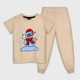 Детская пижама хлопок с принтом Забавный снеговик в Курске, 100% хлопок |  брюки и футболка прямого кроя, без карманов, на брюках мягкая резинка на поясе и по низу штанин
 | Тематика изображения на принте: забавный | милый | новый год | снег | снеговик | шапка