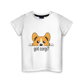 Детская футболка хлопок с принтом Got Corgi в Курске, 100% хлопок | круглый вырез горловины, полуприлегающий силуэт, длина до линии бедер | Тематика изображения на принте: got corgi | корги | пес | собака