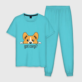 Мужская пижама хлопок с принтом Got Corgi в Курске, 100% хлопок | брюки и футболка прямого кроя, без карманов, на брюках мягкая резинка на поясе и по низу штанин
 | Тематика изображения на принте: got corgi | корги | пес | собака