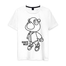 Мужская футболка хлопок с принтом kanye west в Курске, 100% хлопок | прямой крой, круглый вырез горловины, длина до линии бедер, слегка спущенное плечо. | kanye west | rap | кани вест | медведь | музыка | рэп
