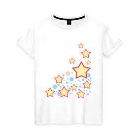 Женская футболка хлопок с принтом Звезды и круги в Курске, 100% хлопок | прямой крой, круглый вырез горловины, длина до линии бедер, слегка спущенное плечо | звезды | рисунок | узор