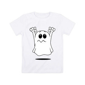 Детская футболка хлопок с принтом Привидение в Курске, 100% хлопок | круглый вырез горловины, полуприлегающий силуэт, длина до линии бедер | ghost | привидение | призрак