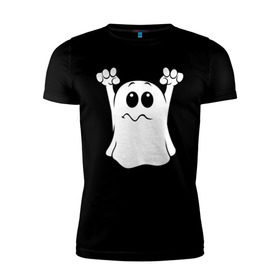 Мужская футболка премиум с принтом Привидение в Курске, 92% хлопок, 8% лайкра | приталенный силуэт, круглый вырез ворота, длина до линии бедра, короткий рукав | ghost | привидение | призрак