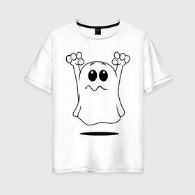 Женская футболка хлопок Oversize с принтом Привидение в Курске, 100% хлопок | свободный крой, круглый ворот, спущенный рукав, длина до линии бедер
 | ghost | привидение | призрак
