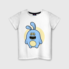 Детская футболка хлопок с принтом Толстый заяц в Курске, 100% хлопок | круглый вырез горловины, полуприлегающий силуэт, длина до линии бедер | заяц | кролик | милй | странный | толстый