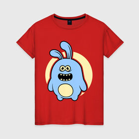 Женская футболка хлопок с принтом Толстый заяц в Курске, 100% хлопок | прямой крой, круглый вырез горловины, длина до линии бедер, слегка спущенное плечо | заяц | кролик | милй | странный | толстый