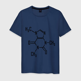 Мужская футболка хлопок с принтом Кофеин формула в Курске, 100% хлопок | прямой крой, круглый вырез горловины, длина до линии бедер, слегка спущенное плечо. | бодрость | кофе | кофеин | утро | формула