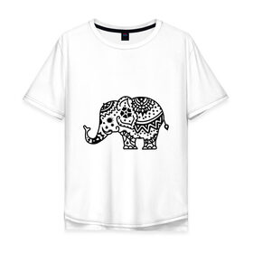 Мужская футболка хлопок Oversize с принтом Слоник узор в Курске, 100% хлопок | свободный крой, круглый ворот, “спинка” длиннее передней части | Тематика изображения на принте: слон