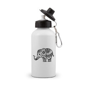 Бутылка спортивная с принтом Слоник узор в Курске, металл | емкость — 500 мл, в комплекте две пластиковые крышки и карабин для крепления | слон