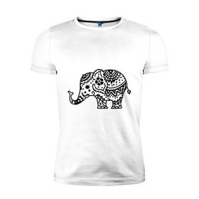 Мужская футболка премиум с принтом Слоник узор в Курске, 92% хлопок, 8% лайкра | приталенный силуэт, круглый вырез ворота, длина до линии бедра, короткий рукав | Тематика изображения на принте: слон