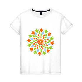 Женская футболка хлопок с принтом Цветок лотоса мозаика в Курске, 100% хлопок | прямой крой, круглый вырез горловины, длина до линии бедер, слегка спущенное плечо | лотос | мозаика | узор | цветок