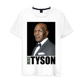 Мужская футболка хлопок с принтом Mike Tyson в Курске, 100% хлопок | прямой крой, круглый вырез горловины, длина до линии бедер, слегка спущенное плечо. | майк тайсон