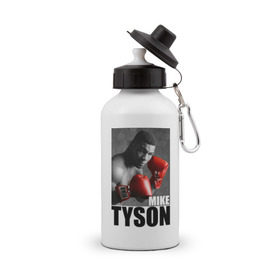 Бутылка спортивная с принтом Mike Tyson в Курске, металл | емкость — 500 мл, в комплекте две пластиковые крышки и карабин для крепления | майк тайсон