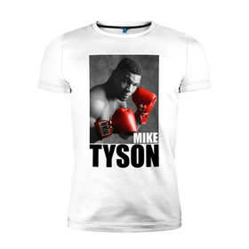 Мужская футболка премиум с принтом Mike Tyson в Курске, 92% хлопок, 8% лайкра | приталенный силуэт, круглый вырез ворота, длина до линии бедра, короткий рукав | Тематика изображения на принте: майк тайсон
