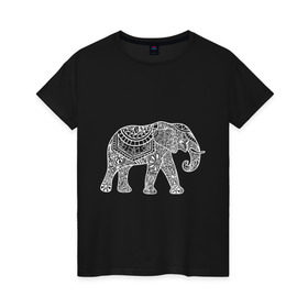 Женская футболка хлопок с принтом Слон в Курске, 100% хлопок | прямой крой, круглый вырез горловины, длина до линии бедер, слегка спущенное плечо | слон